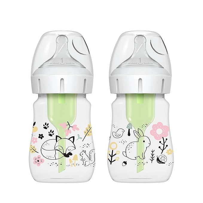 Dr. Brown's Anti-Colic Options + Wide-Neck Baby Bottle Designer Edition + Natural Flow Anti-Colic Options+ Wide-Neck Sippy Bottle Starter Kit