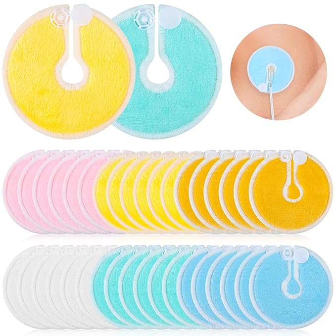 36 Packs G Tube Button Covers Feeding Tube Supplies G Tube Accessories Nursing Pads Reusable G Tube Button Pad for Kid Breastfeeding Stay Dry 3 Inch (Color Mixing)