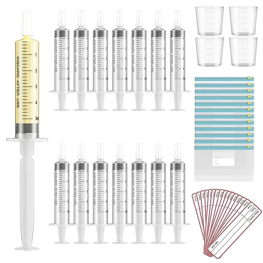 120 Sets 5ml Colostrum Collector Kit Include No Needle Colostrum Syringes with Caps 1mlx120, Stickerx120, 20ml Measuring Cupx4, Ziplock Storage Bagx12 for Breastmilk Collector