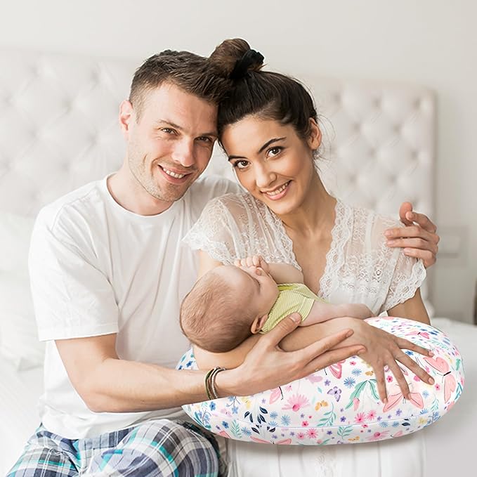 Nursing Pillow Cover, Ultra Soft Breastfeeding Pillow Covers for Newborn Baby Boys and Girls, Easy Removal and Machine Washable Slipcover, Pillowcase Only (Butterfly)