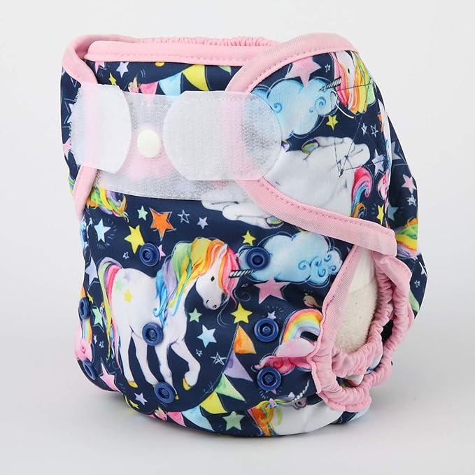 Baby Cloth Diaper Cover Nappy Hook and Loop Double Gusset for Girls (Star Horse), PUL Material, One Size, 1 Count