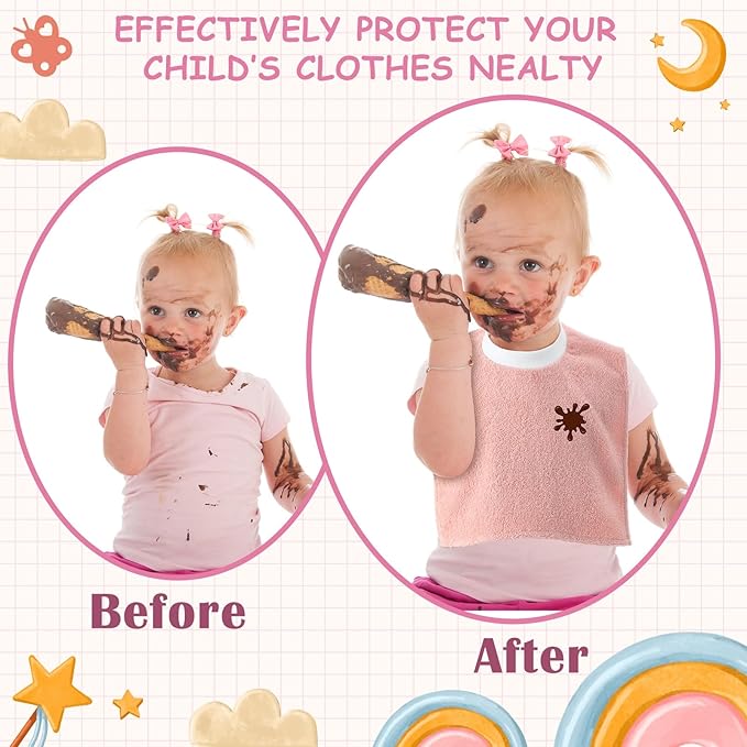 Foaincore 6 Pcs Pullover Baby Bibs Cotton Terry Toddler Absorbent Infant for Feeding and Drooling Towel Bib (Soft Colors)