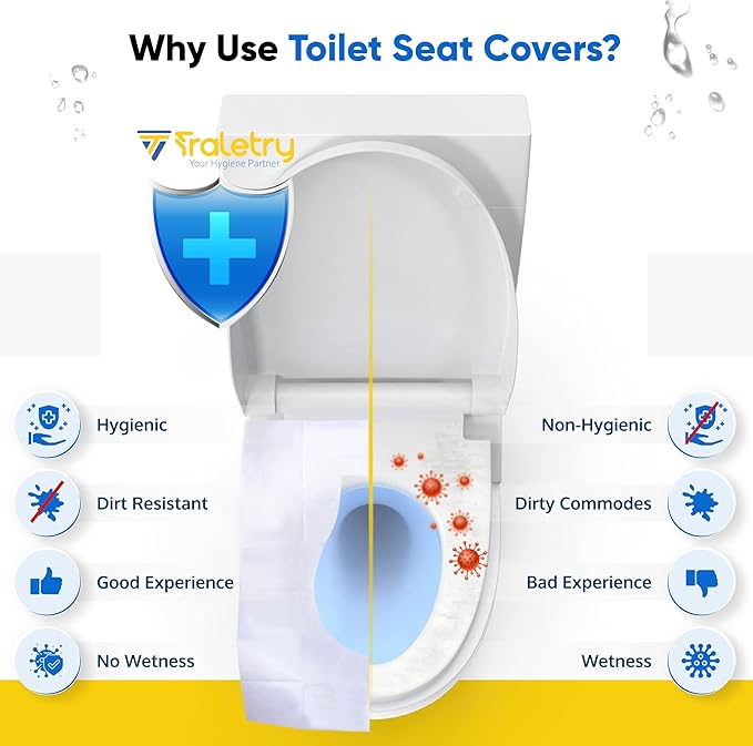 Toilet Seat Covers Disposable Flushable Travel Pack of 100, XL Biodegradable Paper Toilet Seat Covers for Adults & Kids, Public Restroom, Airplane & Camping Travel Essentials