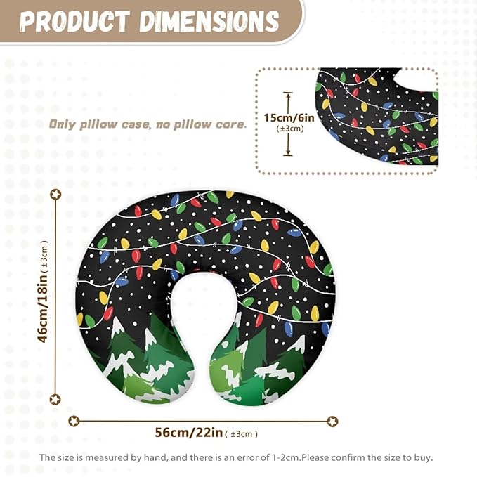 Christmas Tree Lights Nursing Pillow Covers, Nursing Pillow Slipcovers Breastfeeding Newborn Infant Feeding Cushion Cover Case