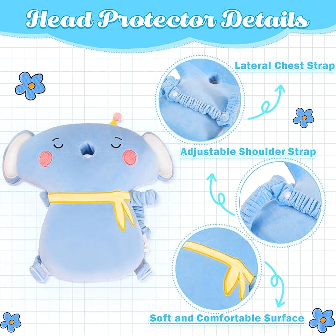 Baby Head Protector Backpack Memory Foam,Toddler Baby Walker Protection Safety Pad, 3-Sided Fall Head Safety Protection (White Swan)