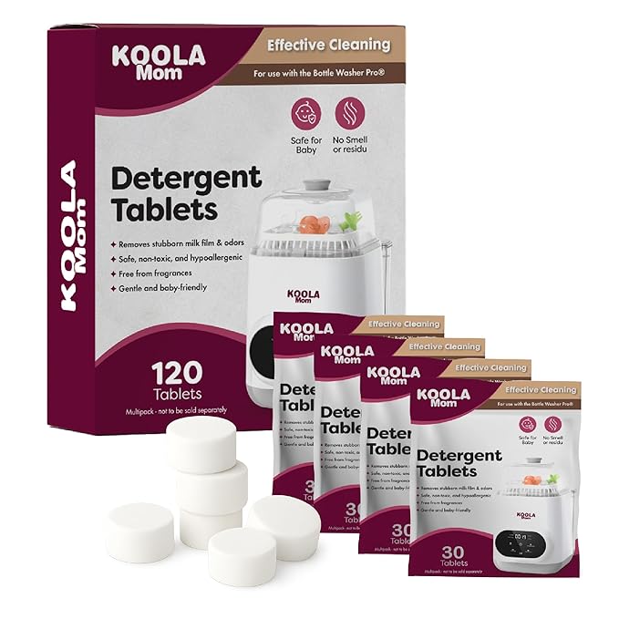 Detergent Tablets for Bottle Washer Compatible with Momcozy, Baby Breeza, Grownsy & All Bottle Washers - Removes Milk Residue, Grease & Odor from Bottles & Pump Parts - 120 PCS