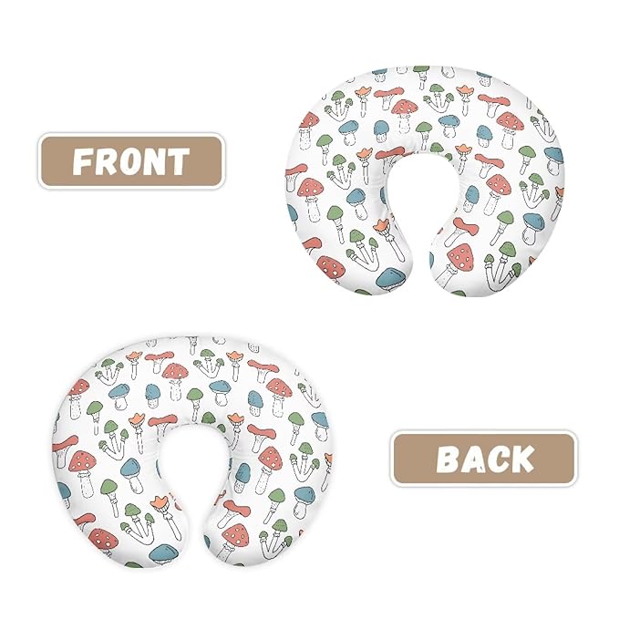 Multi Colorful Mushroom Nursing Pillow Cover Baby Breastfeeding Slipcover Infant Newborn Nursery Bottle Pillowcase Easy to Use and Dustptoof