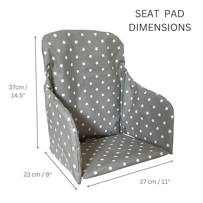 Messy Me High Chair Cushion for Wooden High Chairs - Easy to Fit Seat Pad - Fully Wipe Clean Baby Cushion Cover to Keep Baby Comfortable at mealtimes