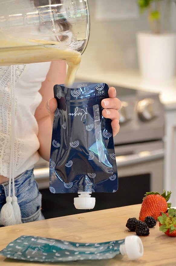 Reusable Baby Food Pouches - Storage Pouches for Toddlers & Kids - Applesauce, Smoothies, Yogurt, Puree Squeeze - BPA-Free Squeeze Pouch - Kangoo - 12 pack - Double Zipper | BOHO Designs