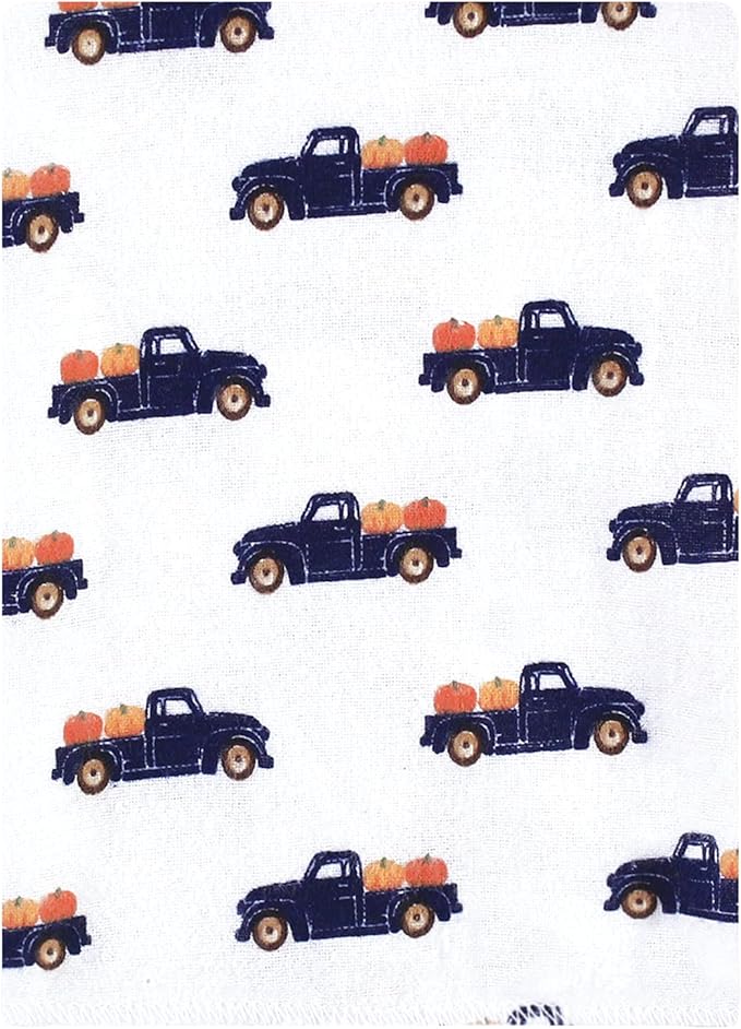 Hudson Baby Unisex Baby Cotton Flannel Burp Cloths Bundle, Pumpkin Truck, One Size