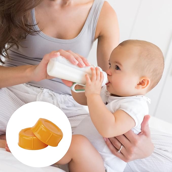 4pcs Travel Bottle Caps for Dr Brown & Medela Bottles, BPA Free Narrow Baby Bottle Lids Replacement No Leak Storage Cap Accessories Parts for Ameda Evenflo Gerber Baby Bottles (Orange)