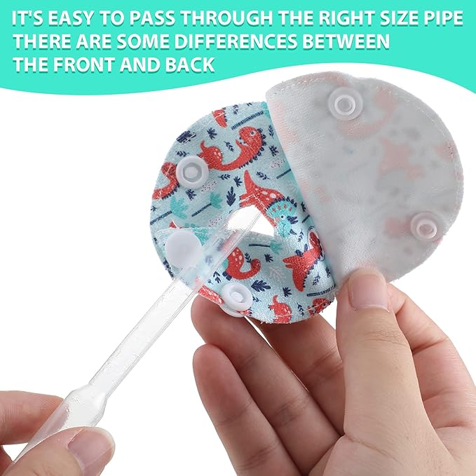 Breling 18 Pack Feeding Tube Pads Button Pad Gtube Button Covers Reusable g Tube Cutie Dinosaur Feeding Supplies for Kids Baby Breastfeeding Nursing Care(Dinosaur)