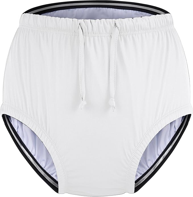 Special Needs Reusable Swim Diaper – Waterproof & Leakproof Incontinence Swimwear for Toddler, Youth & Adult, Unisex Cloth Diaper Cover (White, 10-12Years)