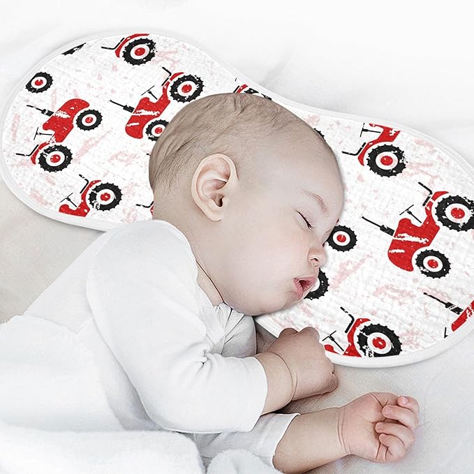 vvfelixl Red Wheeled Tractors Burp Cloths for Baby Boy Girls Baby Washcloths Burp Rags 1 Pack