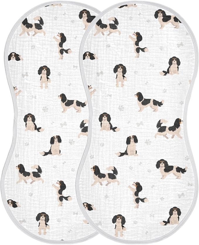 vvfelixl Muslin Burp Cloths Cavalier King Charles Spaniel Baby Washcloths for Baby Girl Boys 2 Pack