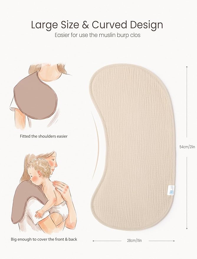 lulumoon Muslin Burp Cloths for Babies: 100% Soft Cotton Large Burping Cloths - Neutral Baby Burp Rags for Boy and Girl - Absorbent Burp Cloth for Spit-Ups 6 Pack