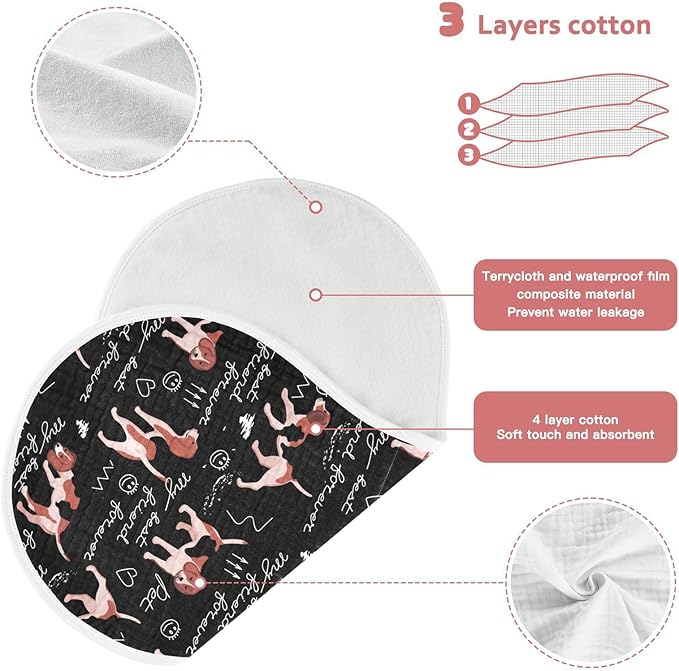 vvfelixl Baby Burp Cloths Beagle Dogs Friends Baby Newborn Cotton Burping Cloths Set Baby Washcloths 4 Pack