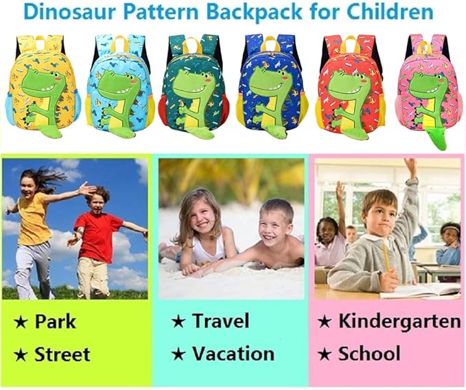 DB Dinosaur Toddler Mini Backpack with Leash,Children Kid Leash Backpack for Boys Girls,Baby Harness Bookbag