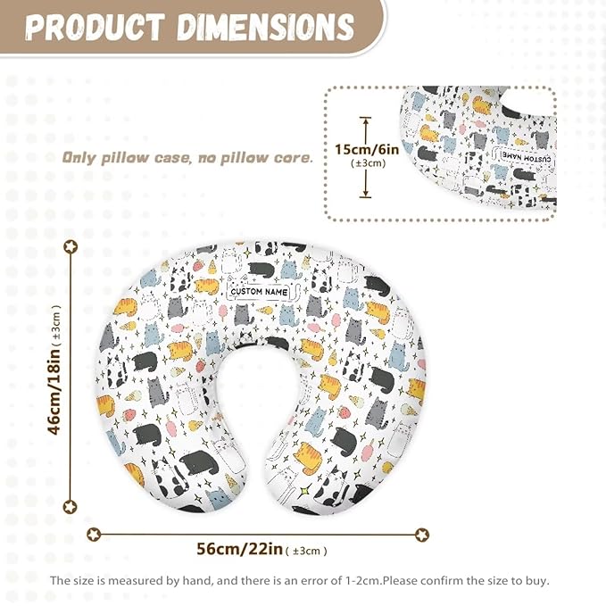 Cartoon Cat Girls Boys Nursing Pillow Cover Breastfeeding Pillow Cover 3D Print Cute and Safety Baby Mom Essentials, 2 Packs