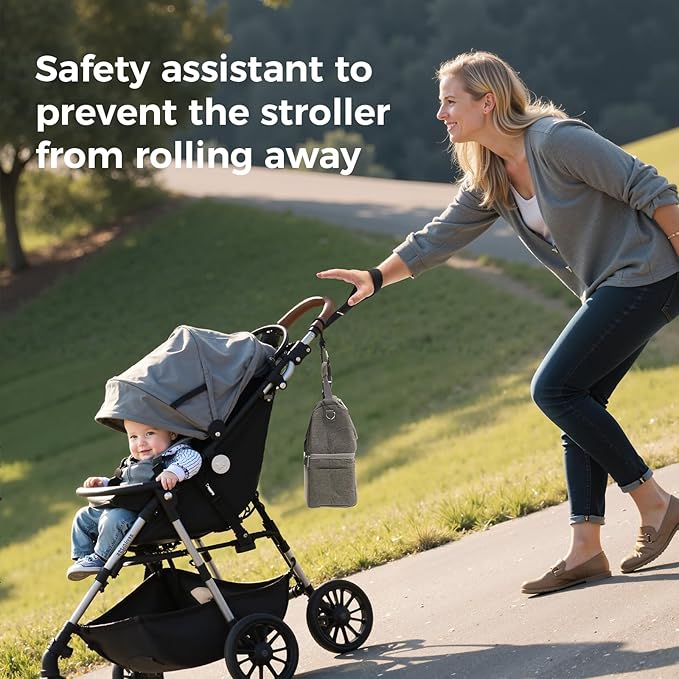 Momcozy Handle Strap for Baby Stroller | Safety Wrist Leash | Adjustable Pram Wheelchair Hand Leash | with Hooks for Storing Items | Security-Accessory for Child Safety