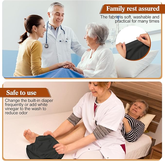 Amylove Swim Diaper Cover for Adult Reusable Diaper for Pool Washable Leak Resistant Waterproof Adult Pull on Cover Pants(Black,1 Piece)
