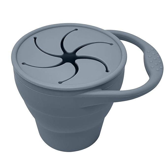 BraveJusticeKidsCo | Snack Attack Snack Cup | Collapsible Silicone Snack Container | Toddler and Baby (Stormy)