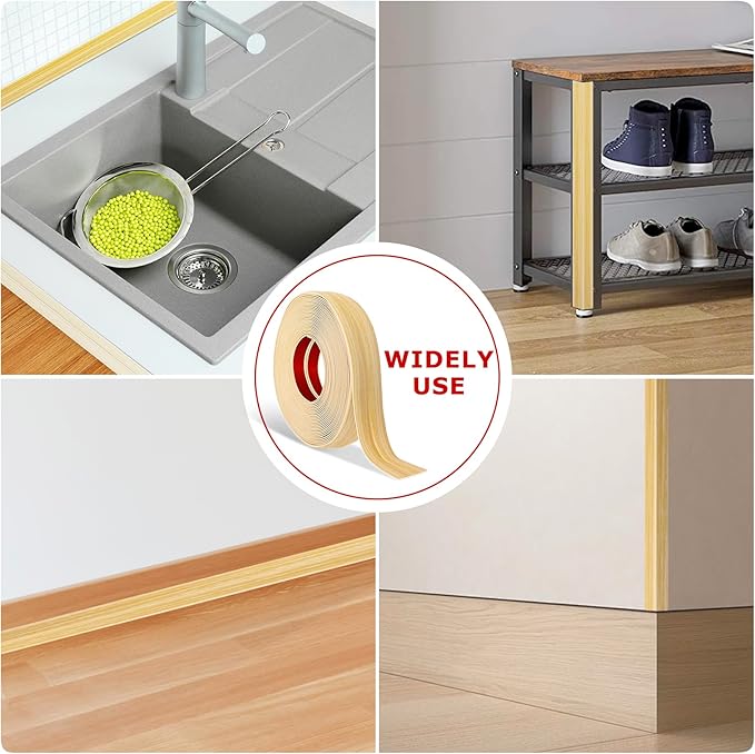 Flexible Wall Corner Protector Moulding Trim Peel and Stick Wall Corner Guards Edge Protector Self Adhesive Molding Trim Strip for Edge Ceiling (Original Wood Grain, 1.6 in x 10 Ft)