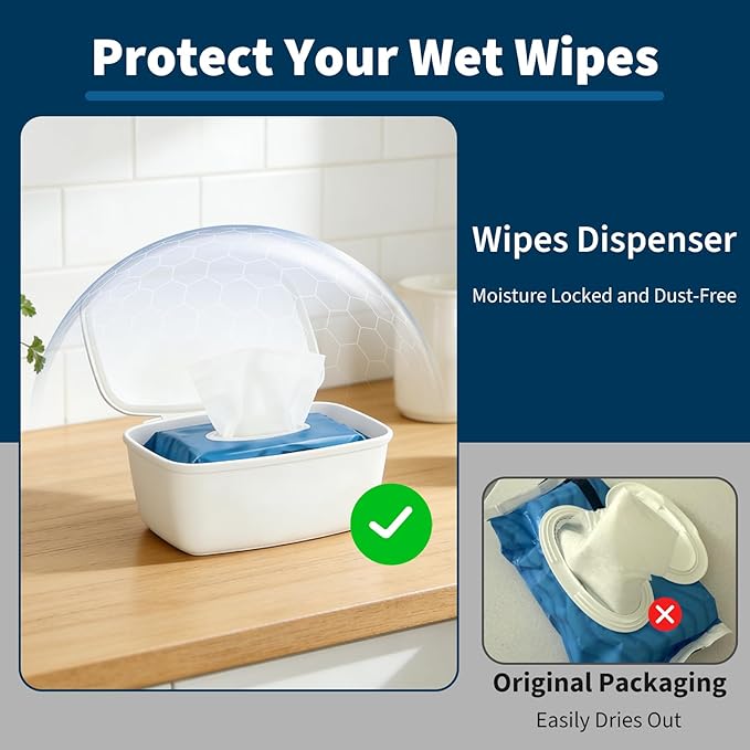 2 Pack Wipes Dispenser Compatible with Cottonelle Flushable - Wet Wipe Dispenser, Refillable Wipe Holder Keep Wipes Clean and Fresh, Easy One-Handed Access, Minimalist Design for Any Bathroom Décor