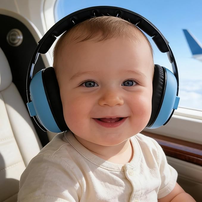 Funbliss Baby Ear Protection Headphones - Safe Noise Cancelling Headphones for Baby and Toddler 3-36 Months,Safe Materials with Storage Bag,Blue