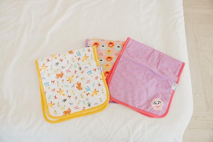 Copper Pearl Premium Baby Burp Cloths - 3-Pack Large Cotton Burp Cloths, Extra Soft Spit Up Rags with 3 Absorbent Layers, Perfect for Baby Boy and Baby Girl Gifts (21" x 10" Size, Abby and Pals Set)