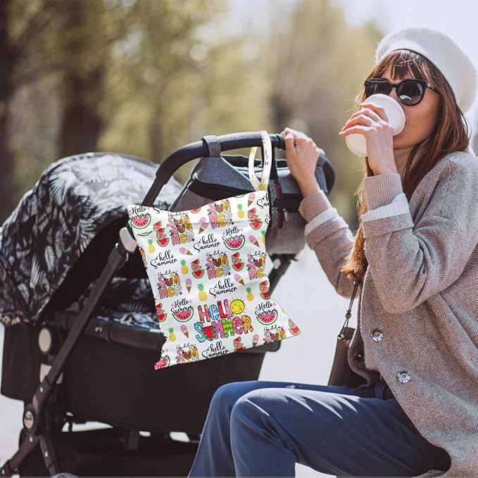 Waterproof Cloth Diaper Wet Dry Bag Reusable Travel Beach Pool Daycare Soiled Toddler Items Yoga Gym Bag for Swimsuits Wet Clothes Bags - Hello Summer