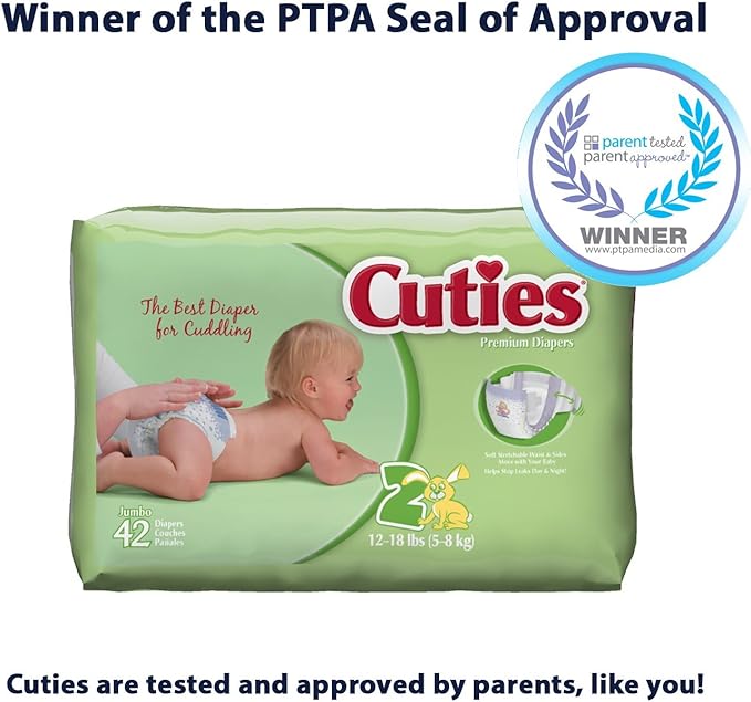 Cuties Baby Diapers, Size 2, 168 Count