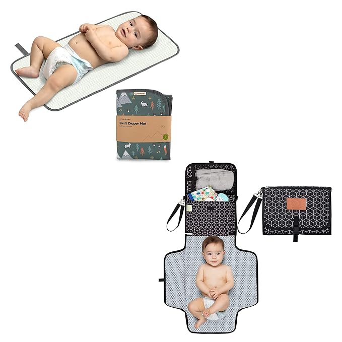 KeaBabies Portable Diaper Changing Pad and Waterproof Foldable Baby Changing Mat - Travel Diaper Change Mat - Diaper Changing Station - Lightweight Changing Pads - Changing Clutch - Baby Changer