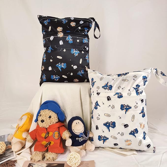Wet Bag,2 pcs Baby Wet Dry Cloth Diaper Bags,Washable, Reusable for Travel, Stroller, Pool,Beach, Wet Swimsuits,Dirty Gym Clothes, Toiletries, Toys,Mommy Bag (Color 22)