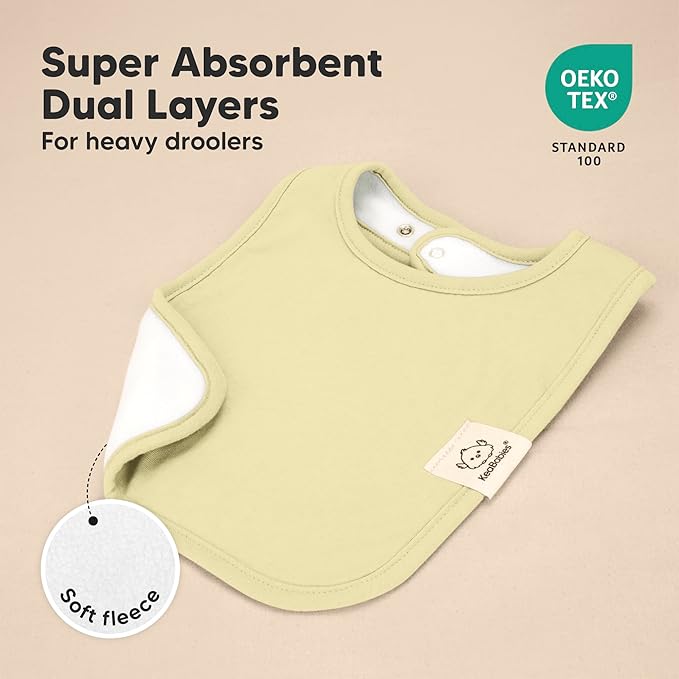 KeaBabies 8-Pack Organic Baby Bibs for Boys, Girls - Super Absorbent Cotton Drool Bibs for Baby Girl & Boy, Teething Toddler, Drooling Newborn, Ultra Soft & Machine Washable (Dew)