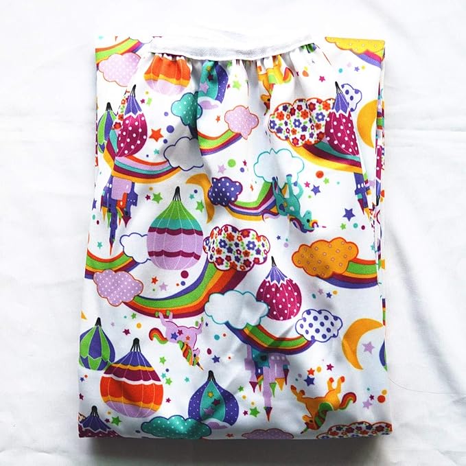 Pail Liner for Cloth Diapers Nappy Inserts Large Laundry Wet Bag Elastic Washable Reusable 27.6in x29.5in (Rainbow)