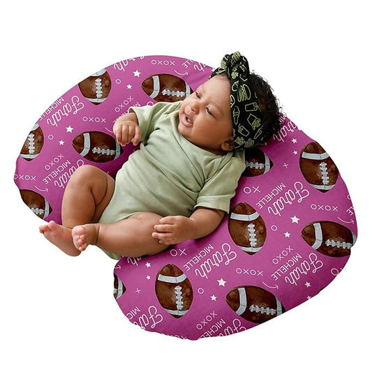 Dyoart Baby Nursing Pillow Cover, Custom Breastfeeding Bottle Pillow Slipcover, Personalized Gift for Infant Boys Girls,Football Pattern, Ultra Comfortable Soft (one Size)