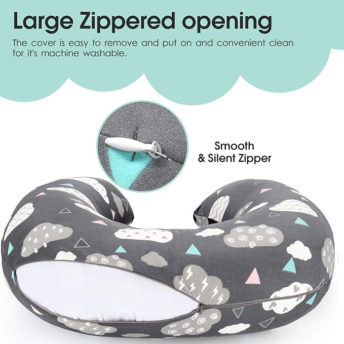 BROLEX Baby Nursing Pillow Covers: 2-Pack Soft Slipcovers for Breastfeeding Pillows - Comfortable Fabric, Fits Standard Nursing Pillows for Boys & Girls - Whale Cloud