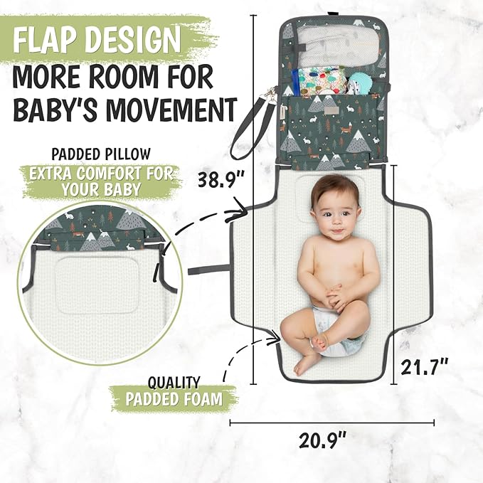 KeaBabies Portable Diaper Changing Pad and Waterproof Baby Changing Pad - Waterproof Travel Changing Mat for Baby, Compact Travel Changing Pad for Diaper Bag, Foldable Baby Diaper Clutch