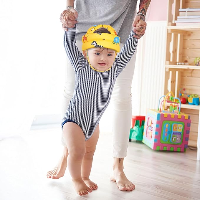 Baby Adjustable Helmet, Lightweight and Soft, Great for Baby Learning to Walk and Crawl. Zoo,Yellow