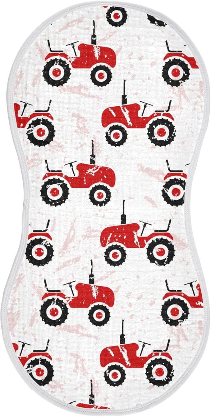 vvfelixl Muslin Burp Cloths Red Wheeled Tractors Baby Washcloths for Baby Girl Boys 2 Pack