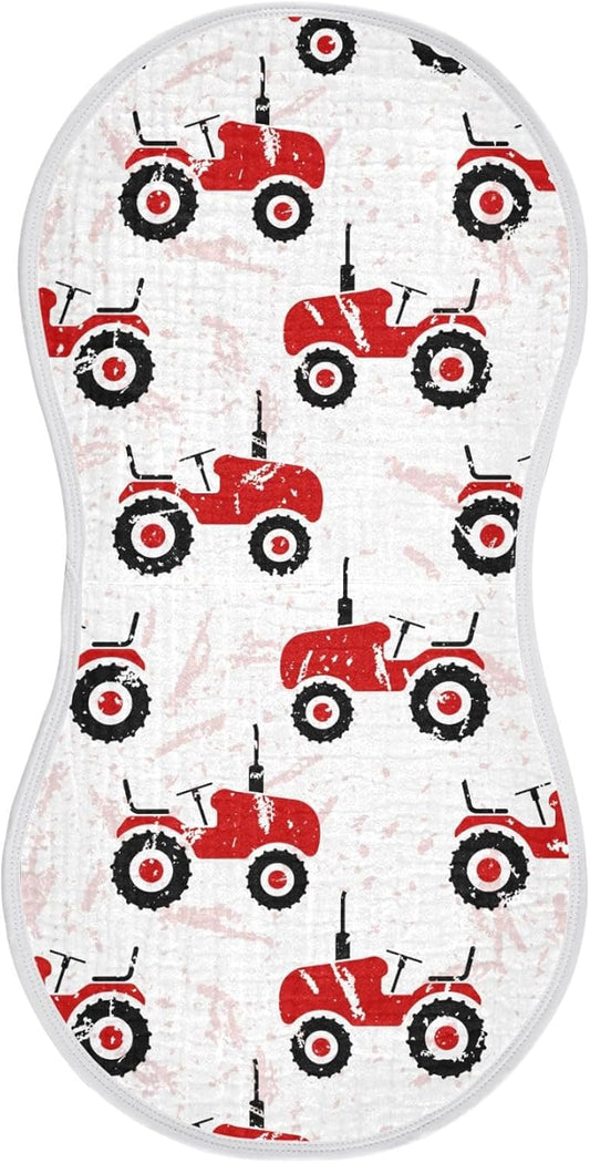 vvfelixl Red Wheeled Tractors Burp Cloths for Baby Boy Girls Baby Washcloths Burp Rags 1 Pack
