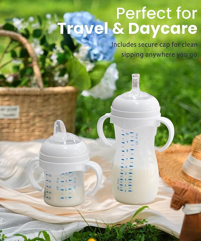 4 Pack Compatible Baby Bottle Handles for Philips Avent Natural Baby Bottles,Baby Bottle Holder - White