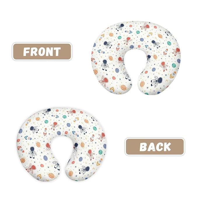 Breastfeeding Pillow Slipcover for Baby with Cartoon Astronaut and Rocket Stretchy Removable Nursing Covers for Breastfeeding Pillows Ultra Soft Newborn Feeding Pillow Cover