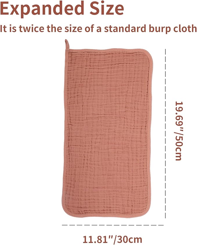 Extra Large Baby Burp Cloths 6-Pack, 19.69 x 11.81 Inches, Twice the Size of Standard Burp Cloths, Ultra Soft & Highly Absorbent, Perfect for Newborns & Infants