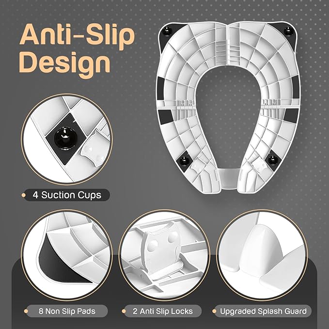 Baby Proof Me Travel Potty Training Seat for Toddlers Boys and Girls – ABS Plastic Foldable, Non-Slip Suction Cups, Fits Round & Oval Toilets, Portable Toilet Seat for Kids, Includes Free Travel Bag