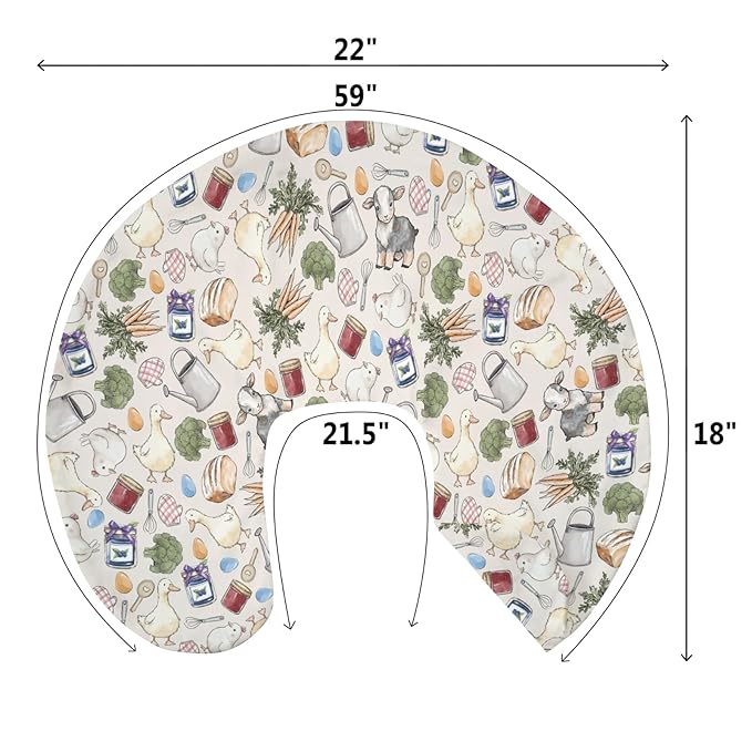 Homesteading Farm Nursing Pillow Covers for Boy Girl Lamb Duck Chick Eggs Bread Vegetable Nursing Pillow Slipcovers for Breastfeeding Pillows Retro Farm Life Soft Stretchy Cover for Newborn Infant