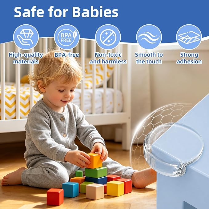 48 Pack Corner Protector for Baby, Clear Table Corner Protectors, Baby Proof Corners and Edges, Super Strong Adhesive, Corner Protectors for Furniture & Sharp Edges