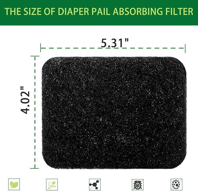 8 Pack Carbon Diaper Pail Deodorizer Filter,Odor Absorber Activated Carbon Filter Compatible with Dekor Classi/Plus Diaper Pail,Keeping House Air Fresh