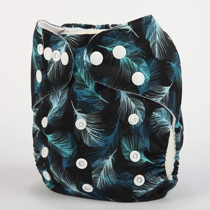 Baby Pocket Diaper Nappy Reusable Washable 8lbs to 36lbs (Blue Feather Down)